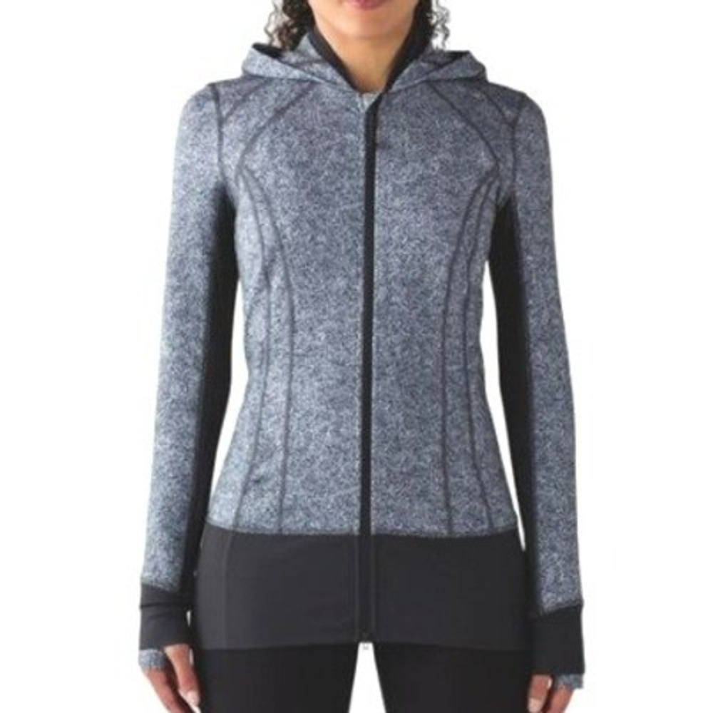 LULULEMON Women's size 2 Rio Mist White Black Gray Daily Practice Jacket Hoodie